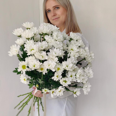 Букет «Ромашка» — свежесть белых хризантем в деревенском стиле Феодосия Крым