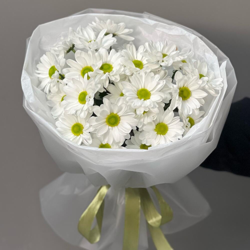 Букет «Ромашковый» – нежные белые хризантемы в деревенском стиле Феодосия Крым