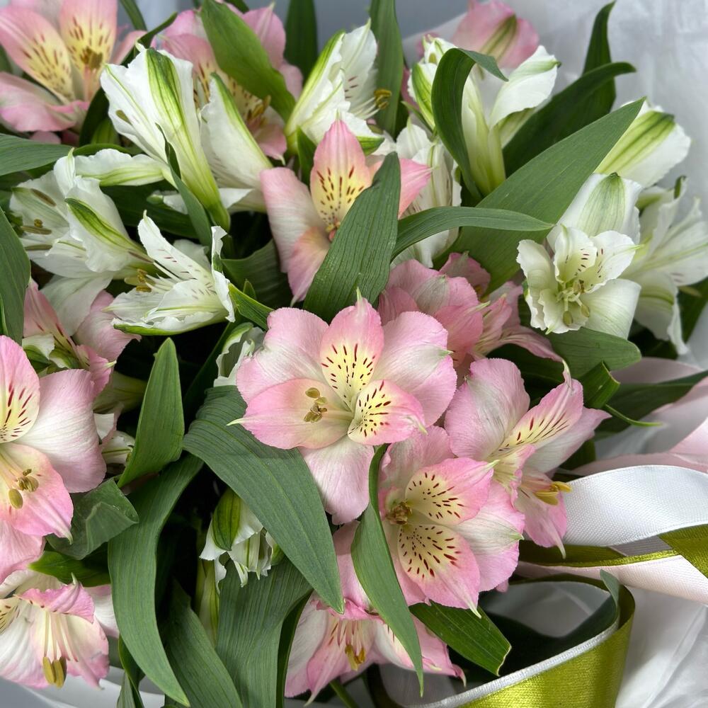 Букет «Нежность» – трогательное сочетание белых и розовых альстромерий Феодосия Крым