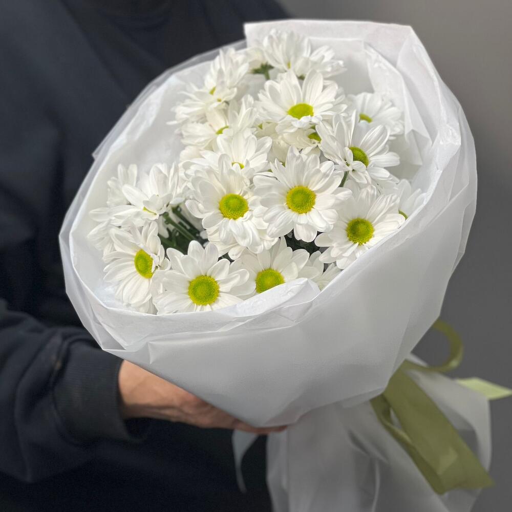Букет «Ромашковый» – нежные белые хризантемы в деревенском стиле Феодосия Крым