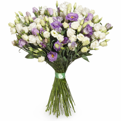 Изысканный букет из белых и фиолетовых эустом – гармония контрастов Феодосия Крым