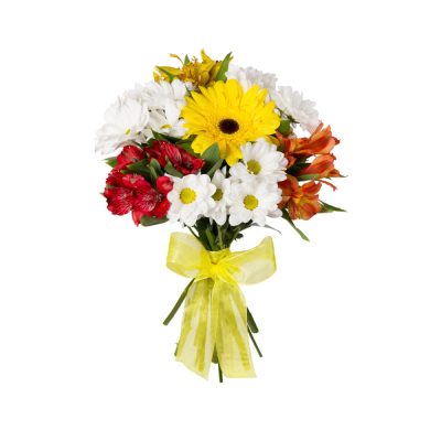Букет Малый «Красочный фонтан» — яркая симфония из альстромерий, гербер и хризантем