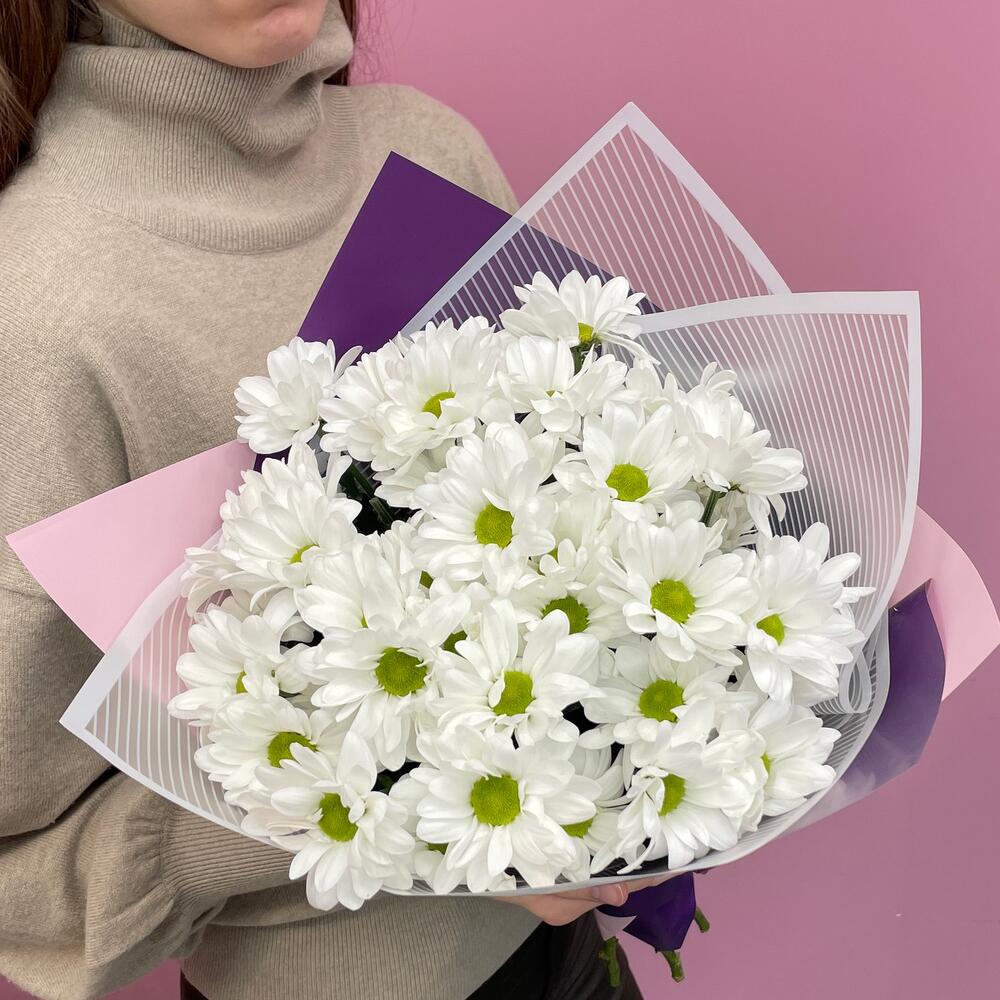 Букет «Весеннее настроение» – свежесть белых хризантем Феодосия Крым