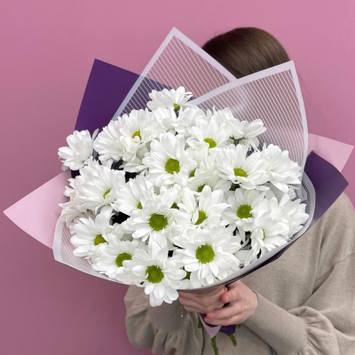 Букет «Весеннее настроение» – свежесть белых хризантем Феодосия Крым