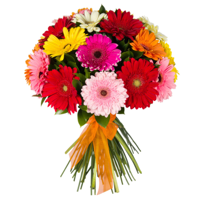 Букет «Мамба» – взрыв красок из оранжевых, лиловых и розовых гербер Феодосия Крым