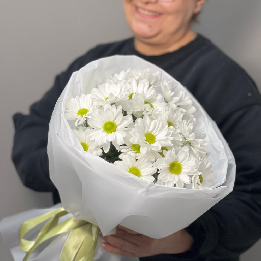 Букет «Ромашковый» – нежные белые хризантемы в деревенском стиле Феодосия Крым