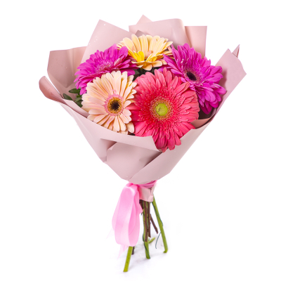 Яркий букет из 5 разноцветных гербер – солнечное настроение в подарок Феодосия Крым