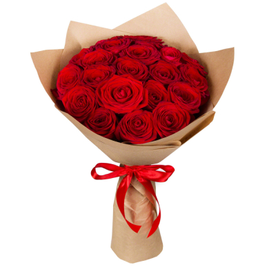 Букет из красных роз в крафт-бумаге Феодосия Крым