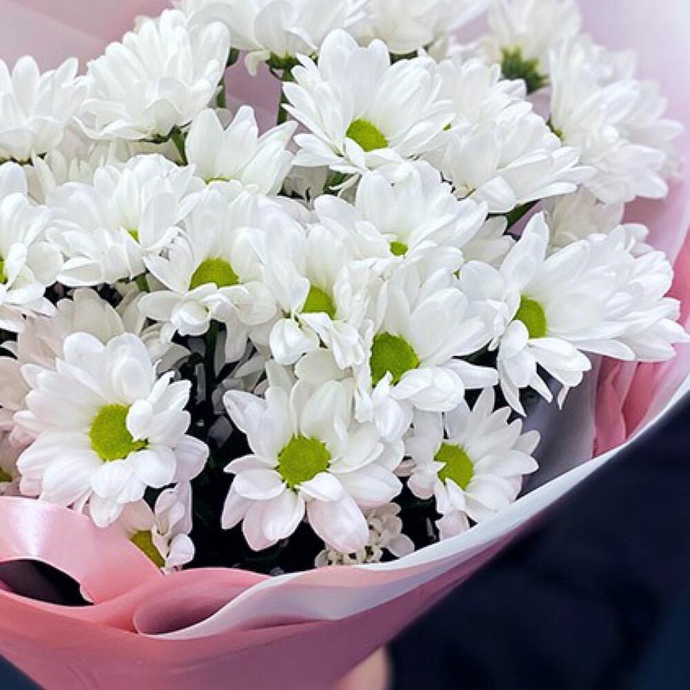 Букет «Розовое счастье» – нежность белых хризантем Феодосия Крым