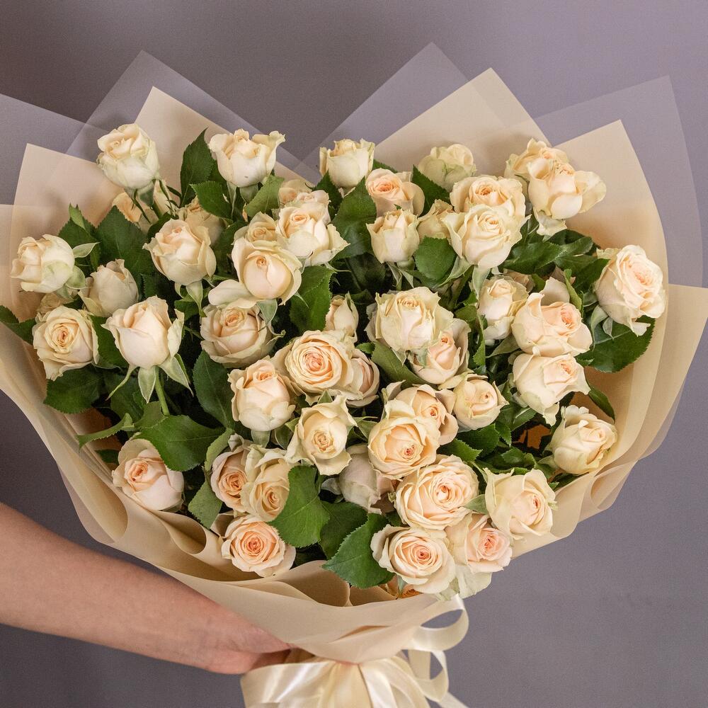 Букет «Персик» – пышные кустовые розы нежно-персикового оттенка Феодосия Крым