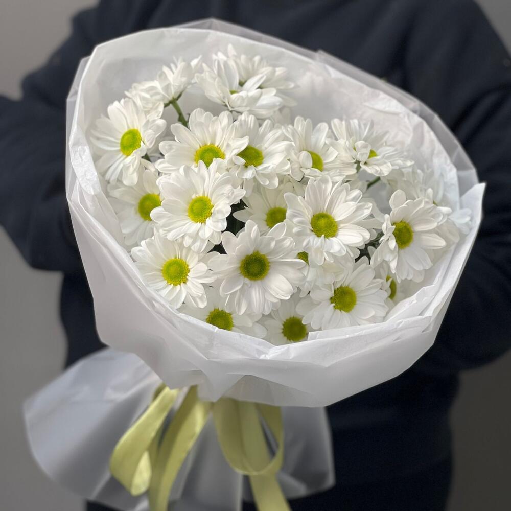 Букет «Ромашковый» – нежные белые хризантемы в деревенском стиле Феодосия Крым